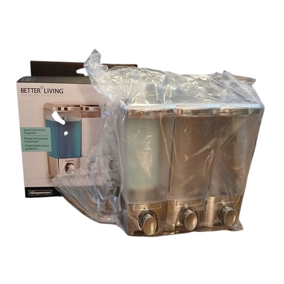 The Dispenser Clear Choice 3 Chamber Shampoo Conditioner Soap Wall Organizer - Picture 2 of 6